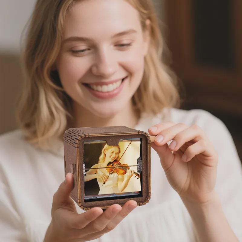 Custom 16 Photos Music Flipbook Frame - Hand-Cranked Album with Light - Unique Gift
