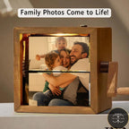 Custom Flipbook Photo Box with Light Personalized Wooden Gift for Mom, Dad. Couples, Anniversary, Birthday, Wedding – Unique Home Decor