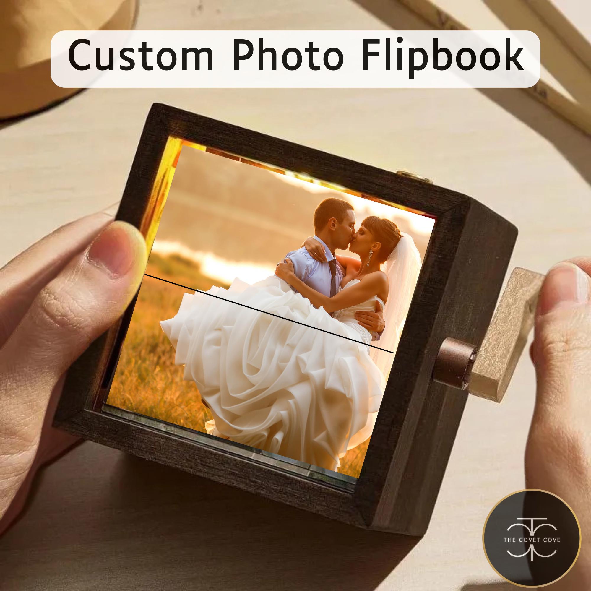 Custom Flipbook Photo Box with Light Personalized Wooden Gift for Mom, Dad. Couples, Anniversary, Birthday, Wedding – Unique Home Decor