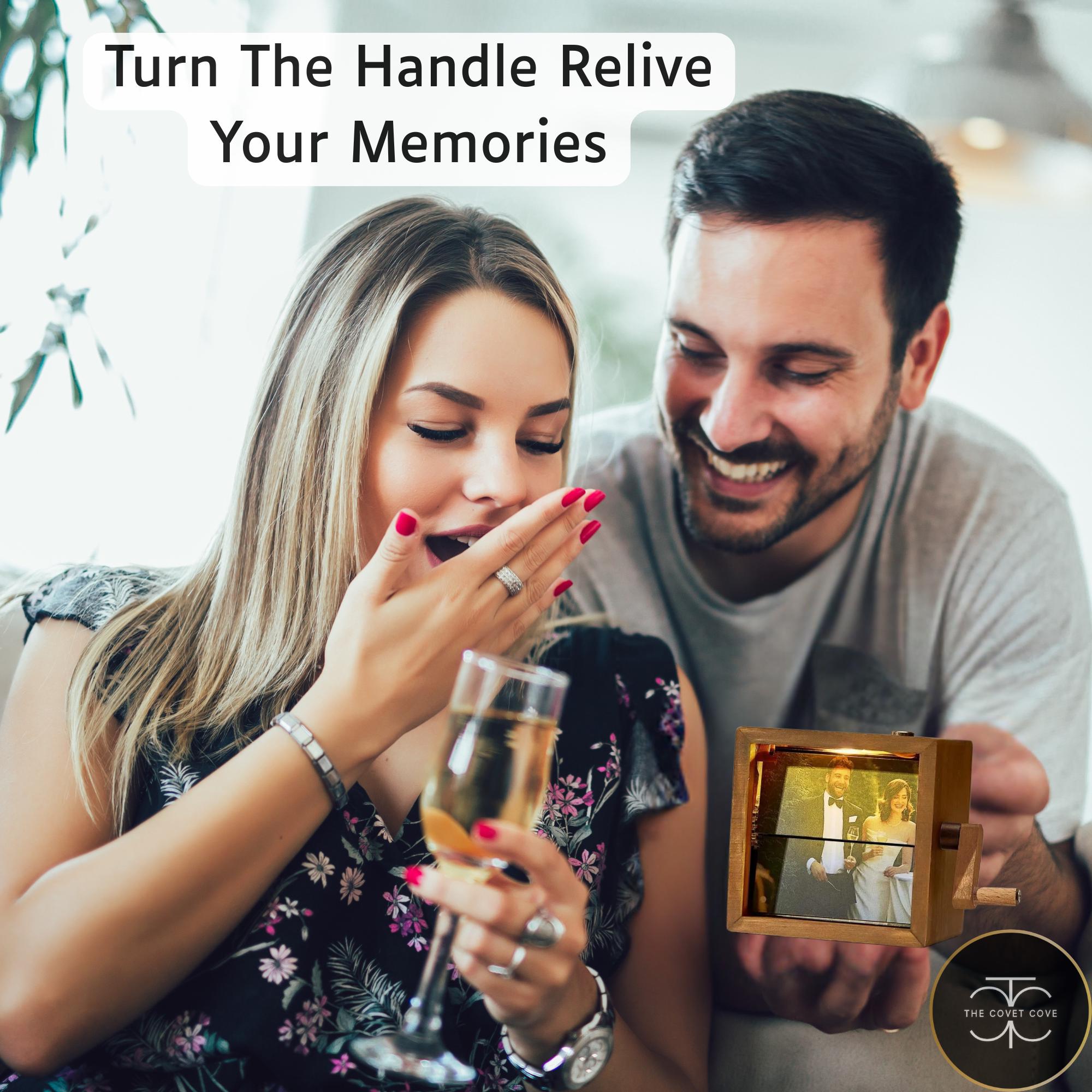 Custom Flipbook Photo Box with Light Personalized Wooden Gift for Mom, Dad. Couples, Anniversary, Birthday, Wedding – Unique Home Decor