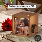 Custom Flipbook Photo Box with Light Personalized Wooden Gift for Mom, Dad. Couples, Anniversary, Birthday, Wedding – Unique Home Decor
