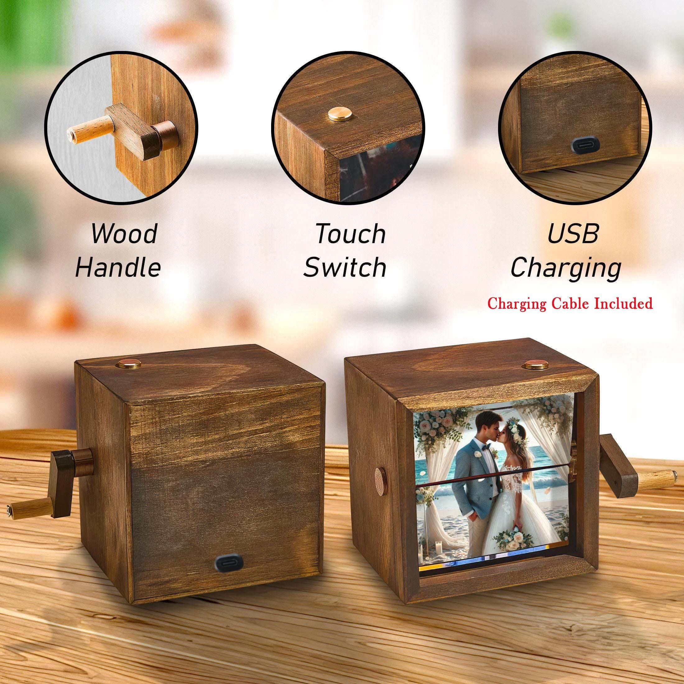 Custom Wedding Day Flip Book Frame Animation Machine, Mechanical Hand Motion Photo Album, Wooden Handicraft, Anniversary Gift for Couple