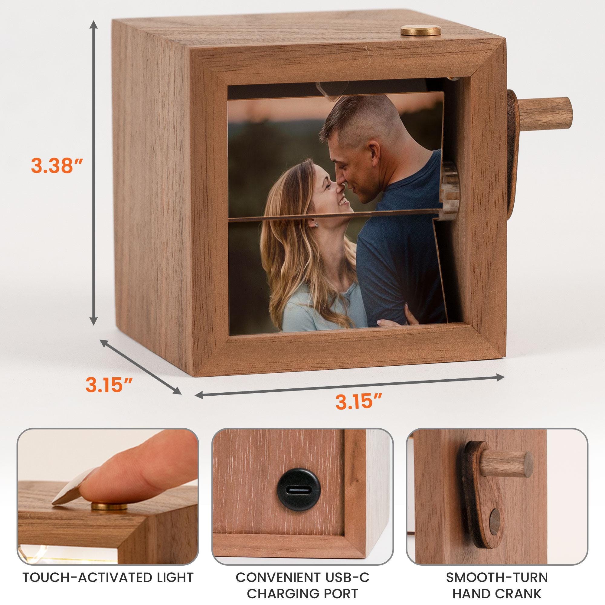 Custom Flipbook Frame Animation- Mechanical Hand Motion Photo Album, Walnut Handicraft, Anniversary Gift for Him Her Couple, Memorial Gift