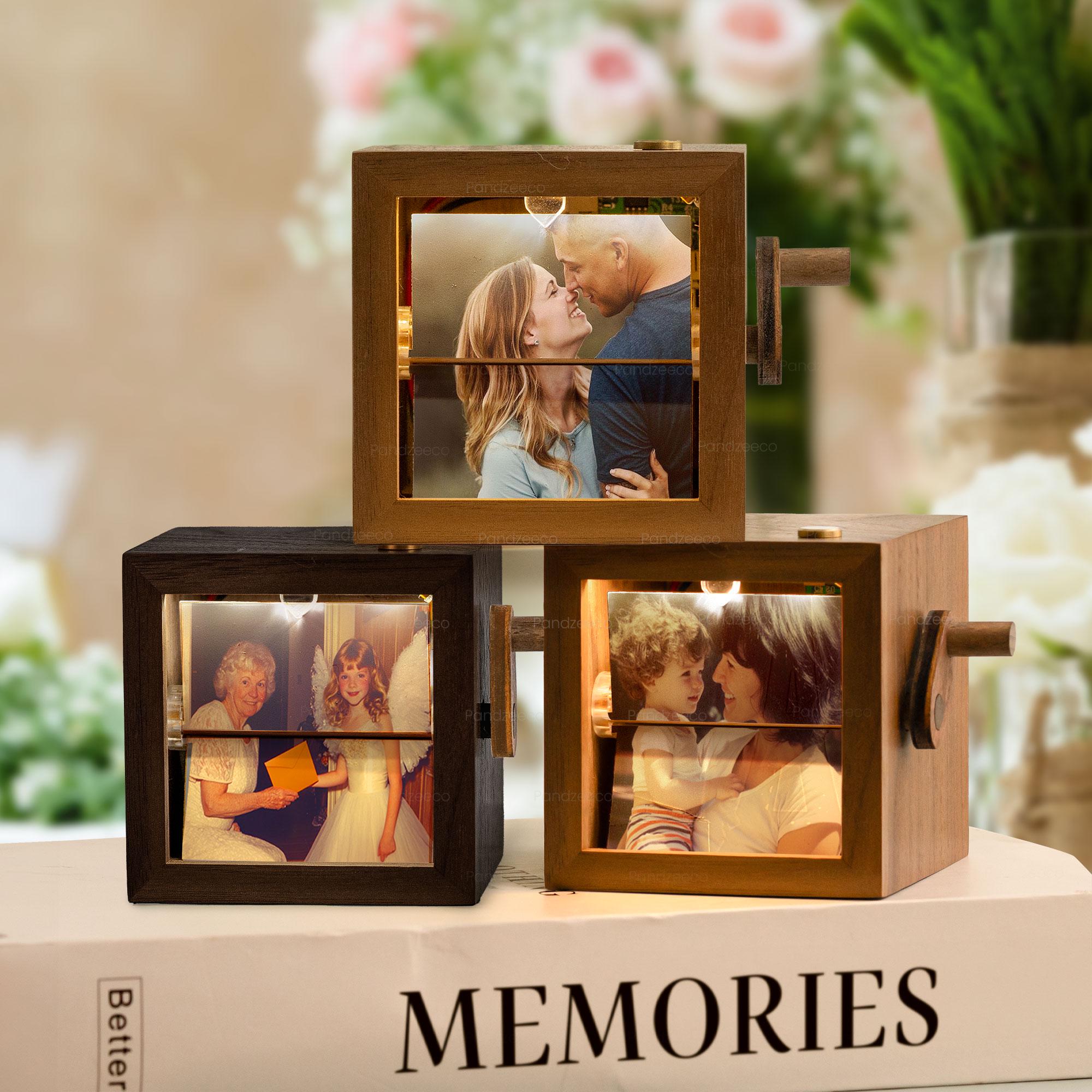 Custom Flipbook Frame Animation- Mechanical Hand Motion Photo Album, Walnut Handicraft, Anniversary Gift for Him Her Couple, Memorial Gift