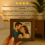Custom 8 or 16 Photos Flipbook Box with Light, Flipbook Album Custom Wooden Animation Gift for Anniversary, Wedding, Birthday, Mom or Couple