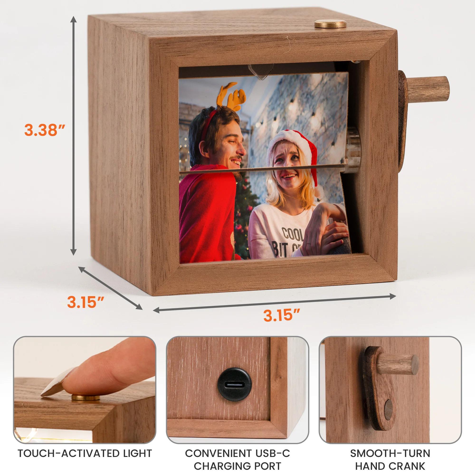 Custom Photo Flipbook Frame, Personalized Wooden Gift for Mom, Dad, Wedding, Anniversary Gift Couple Gift For Her/Him, Unique Home Decor
