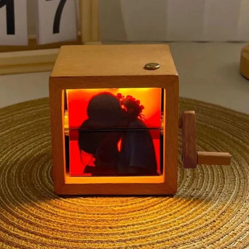 Custom Flipbook Frame Animation- Mechanical Hand Motion Photo Album, Walnut Handicraft, Anniversary Gift for Him Her Couple, Memorial Gift