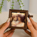 Custom Flipbook Frame Animation- Mechanical Hand Motion Photo Album, Walnut Handicraft, Anniversary Gift for Him Her Couple, Memorial Gift