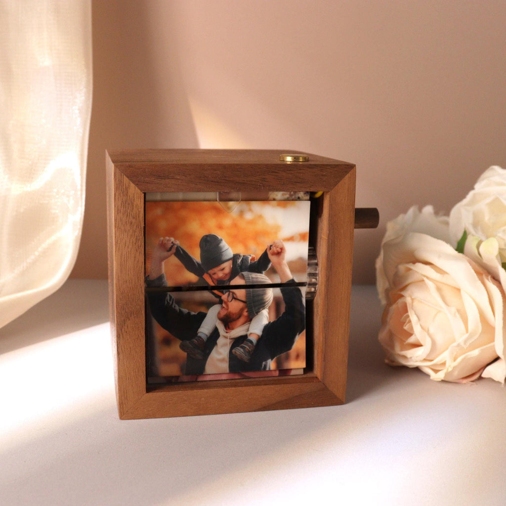 Custom Photo Flip book Animation Box, Custom Couple Flip Book Frame, Wooden Photo Book with Light, Anniversary Gift for Couple, Wedding Gift
