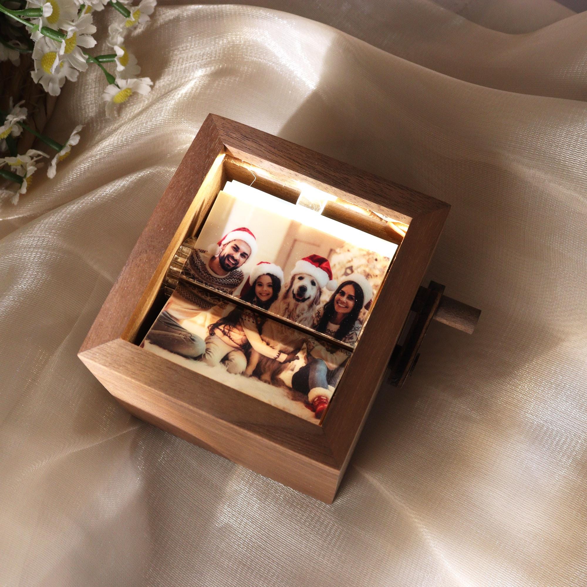 Custom Photo Flip book Animation Box, Custom Couple Flip Book Frame, Wooden Photo Book with Light, Anniversary Gift for Couple, Wedding Gift