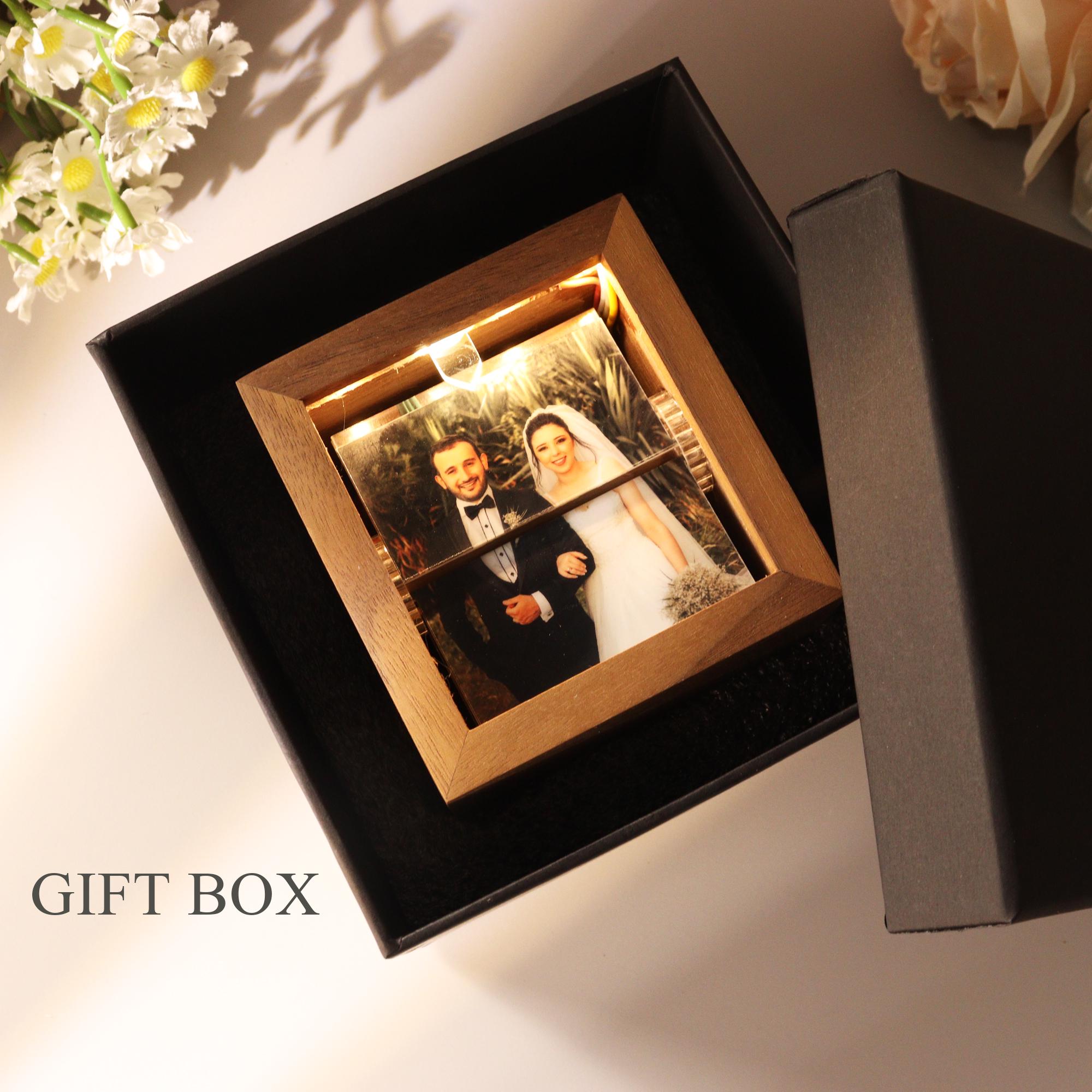 Custom Photo Flip book Animation Box, Custom Couple Flip Book Frame, Wooden Photo Book with Light, Anniversary Gift for Couple, Wedding Gift