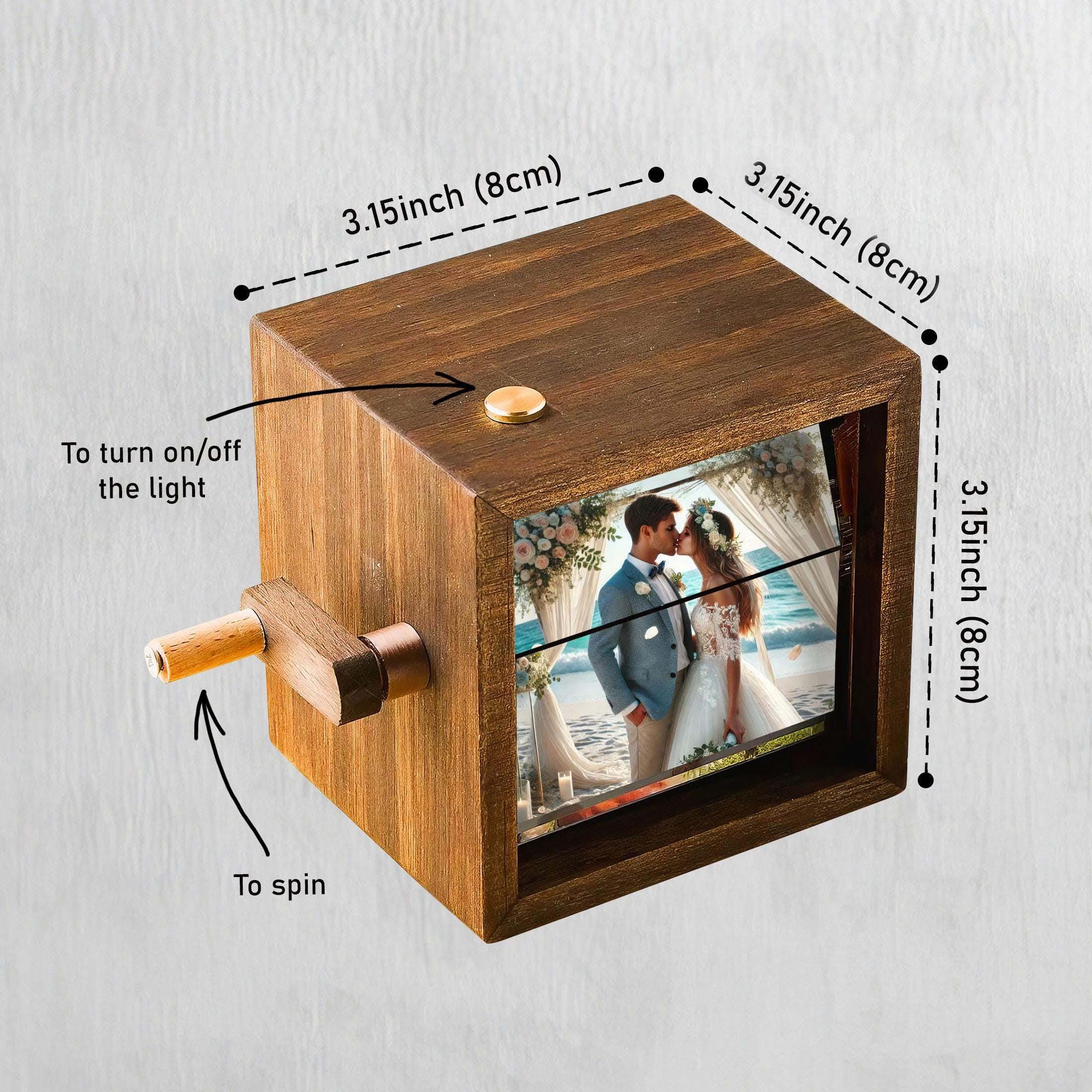 Custom Wedding Day Flip Book Frame Animation Machine, Mechanical Hand Motion Photo Album, Wooden Handicraft, Anniversary Gift for Couple