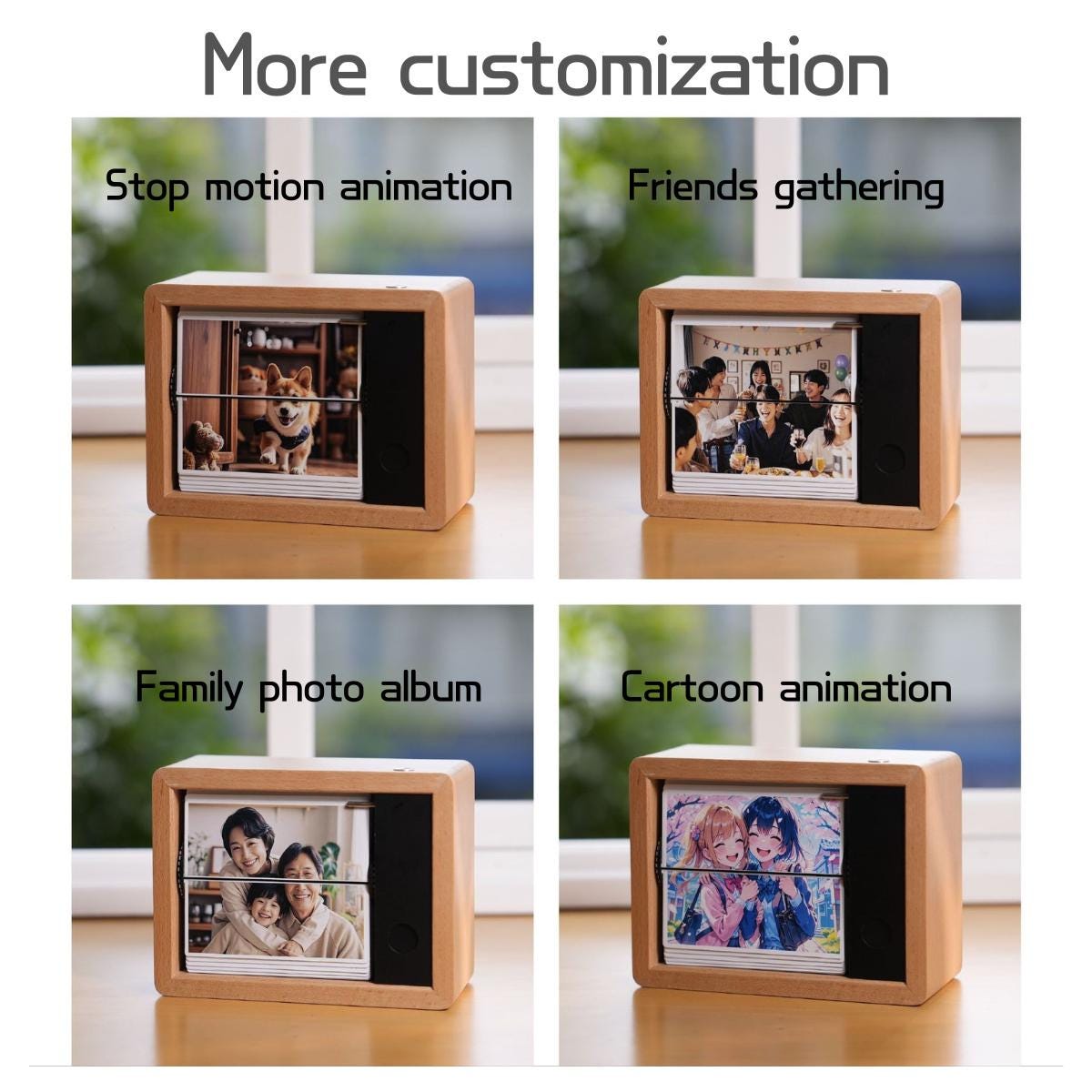 Personalized 32 Automatic Photo Album with Light, Custom Couple Flip Book Frame Animation Machine, Custom Gift for Him/Her,Wedding,Birthday