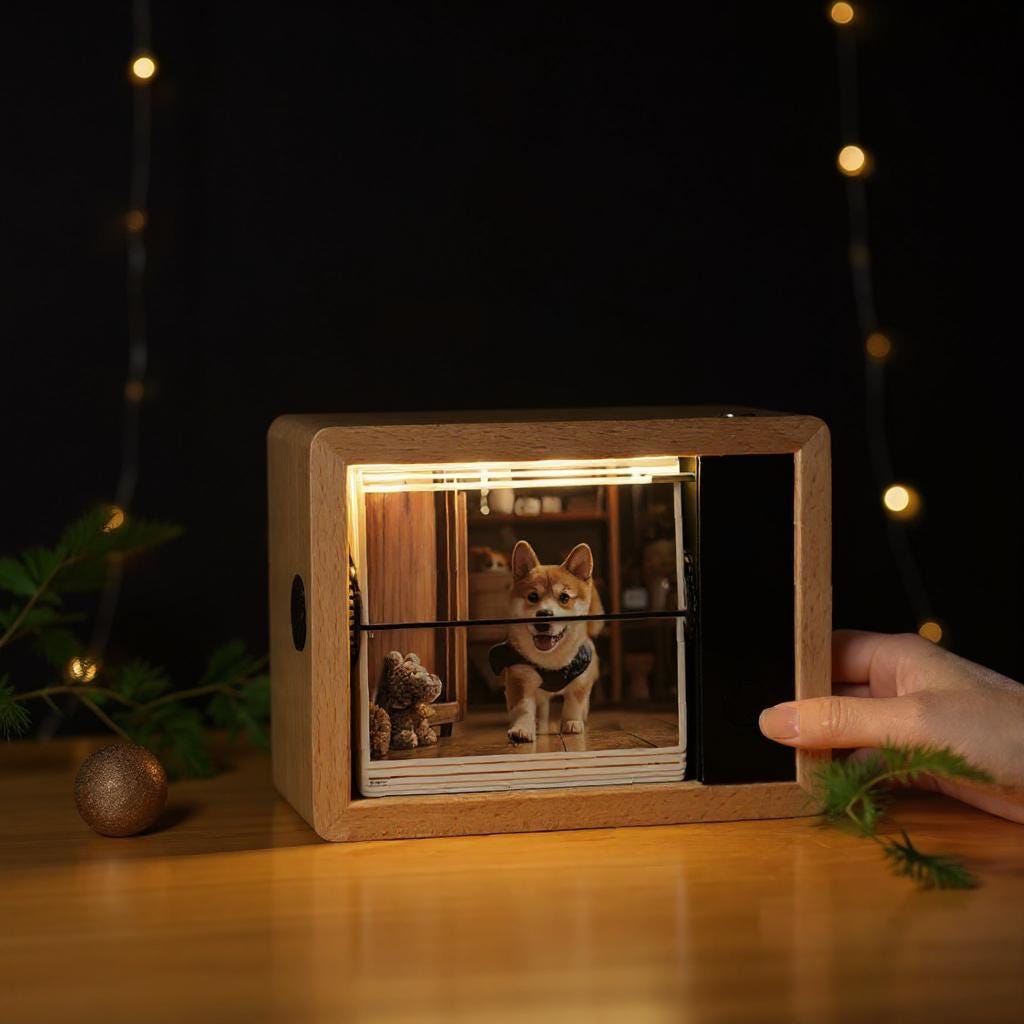 Personalized 32 Automatic Photo Album with Light, Custom Couple Flip Book Frame Animation Machine, Custom Gift for Him/Her,Wedding,Birthday