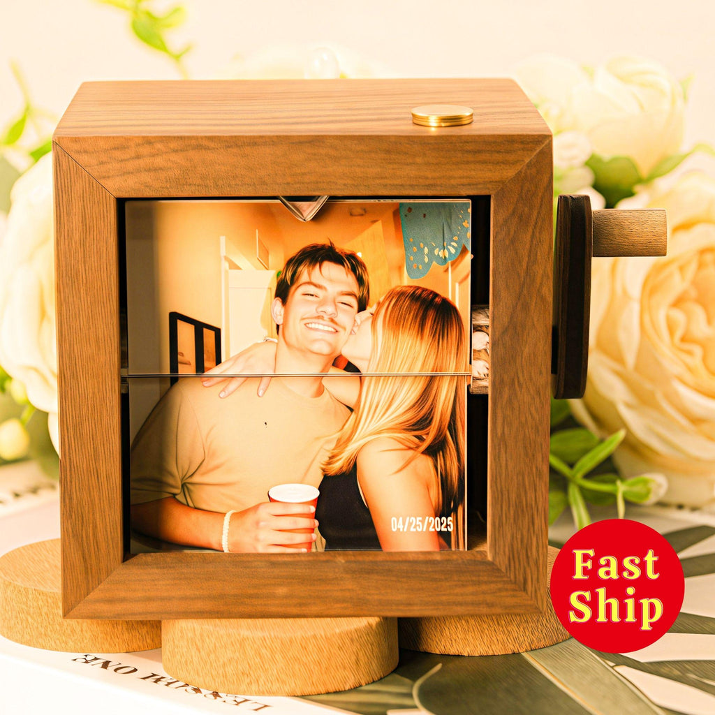 Custom Couple Flip Book Frame Animation Machine,Personalized Anniversary Wooden Flip Photo Frame,Couple Photo Gift,Anniversary gift