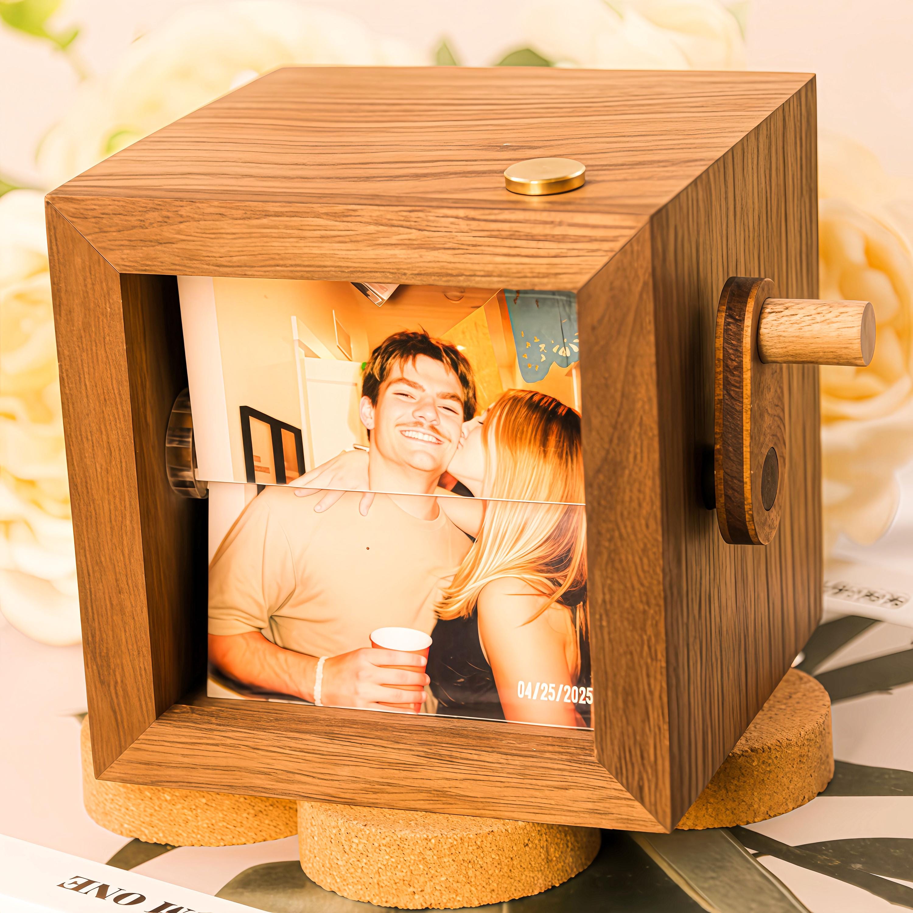 Custom Couple Flip Book Frame Animation Machine,Personalized Anniversary Wooden Flip Photo Frame,Couple Photo Gift,Anniversary gift