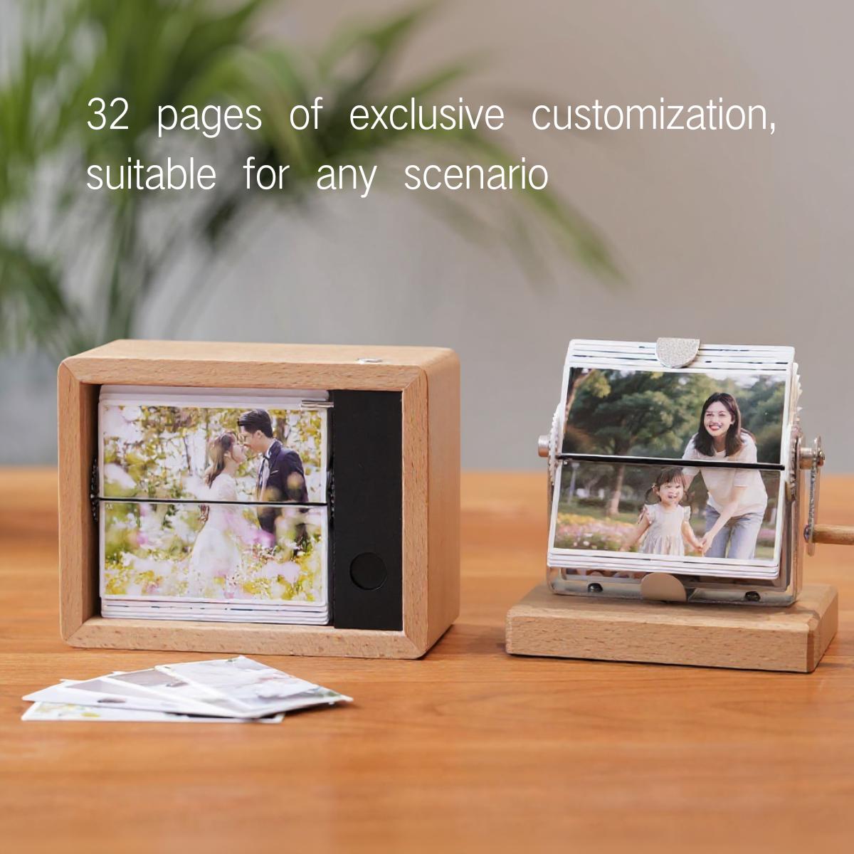 Personalized 32 Automatic Photo Album with Light, Custom Couple Flip Book Frame Animation Machine, Custom Gift for Him/Her,Wedding,Birthday