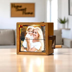 Custom Flip Book Frame – Hand Motion Photo Album with Night Light | Sentimental Walnut Gift for Couples, Memorial, Wedding, or Home Decor