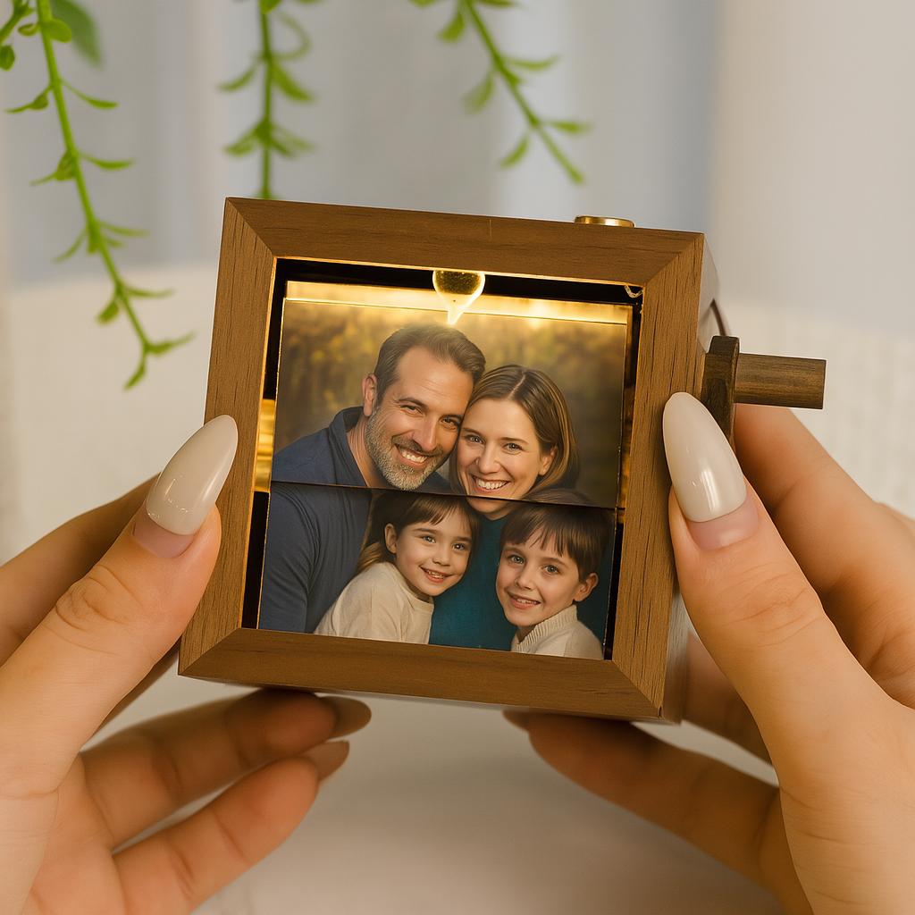 Custom Flip Book Frame – Hand Motion Photo Album with Night Light | Sentimental Walnut Gift for Couples, Memorial, Wedding, or Home Decor